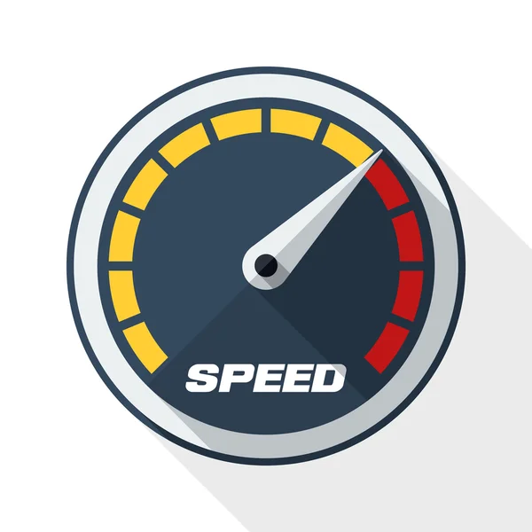 Hastighetsmätare ikonen med långa skugga — Stock vektor
