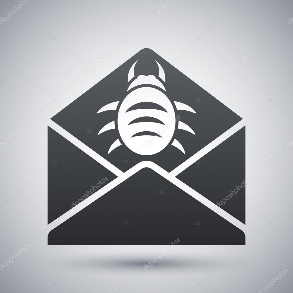 Black and white  infected email icon