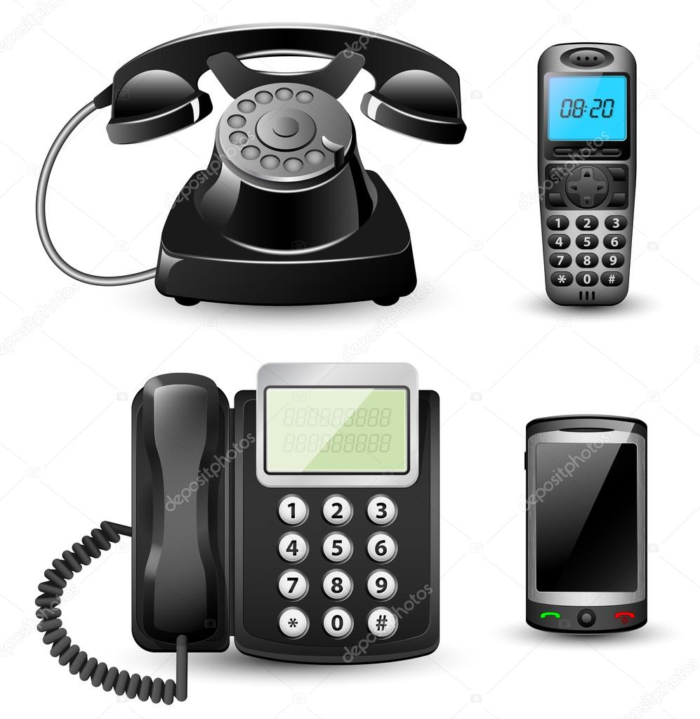 Teléfonos antiguos y modernos teléfonos móviles aislados en el fondo  ilustración vectorial