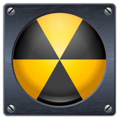 karanlık metal plaka üzerinde nükleer işareti