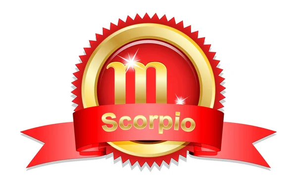 Scorpio sign with red ribbon — Stock Vector