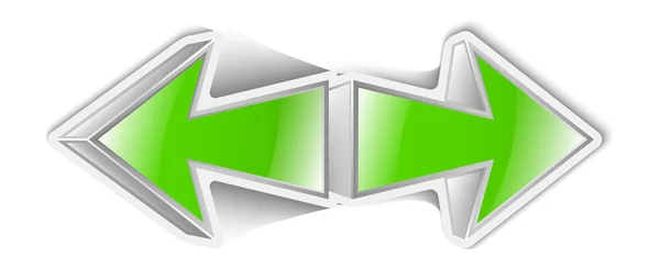 Setas verdes ícone adesivo —  Vetores de Stock