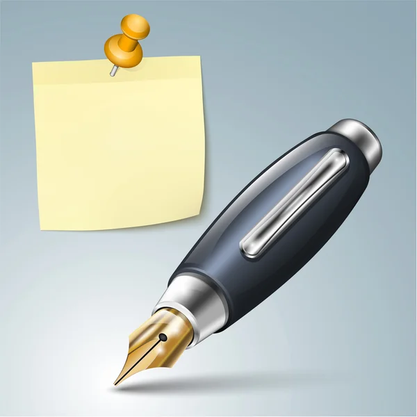 Фонтанная ручка и бумага . — стоковый вектор