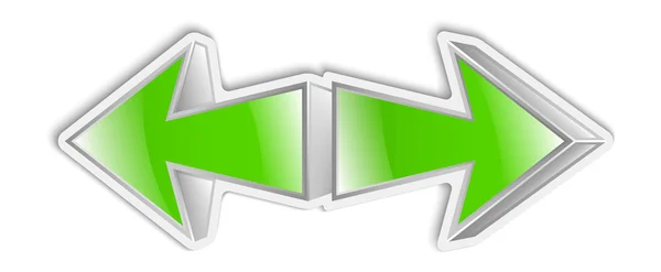 Setas verdes ícone adesivo . —  Vetores de Stock