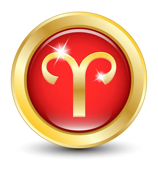 Golden zodiac sign Aries. — Stock Vector