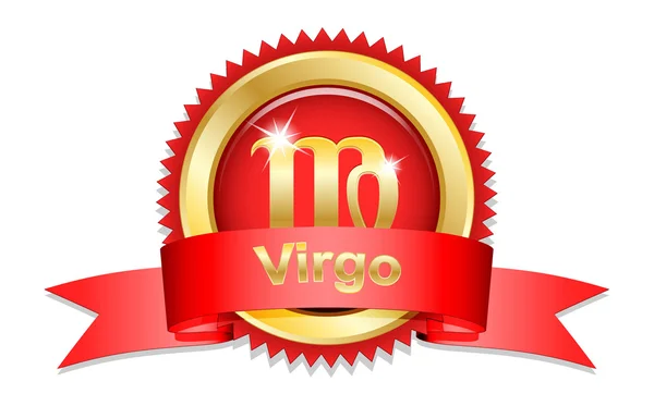 Virgo sign with red ribbon — Stock Vector