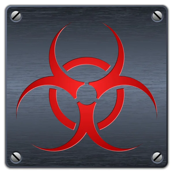 Biohazard sign on dark metal plate — Stock Vector