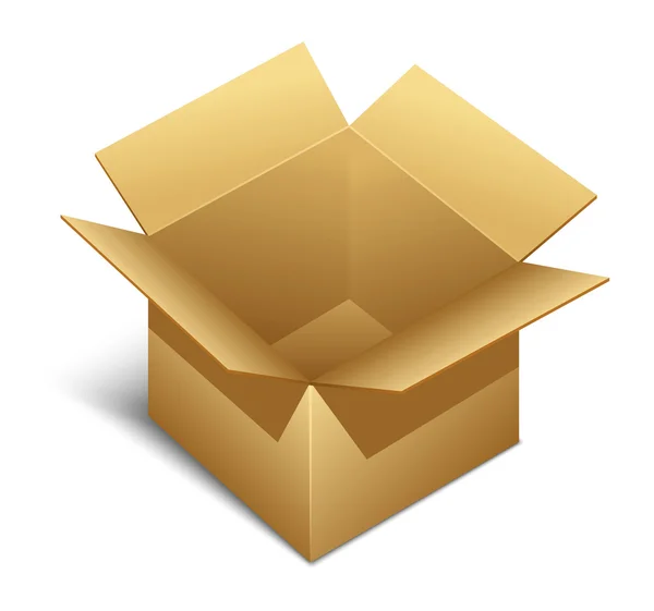 Icono de caja de papel marrón abierto con sombra — Vector de stock