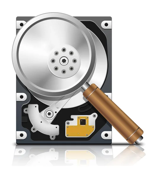 HDD e lente d'ingrandimento — Vettoriale Stock