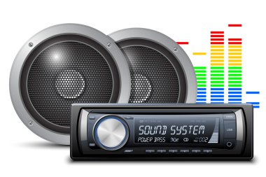 Car audio with speakers clipart