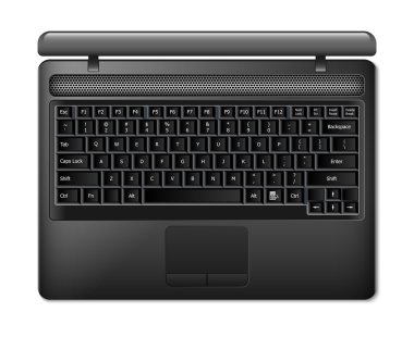 siyah dizüstü bilgisayar. Üstten Görünüm.