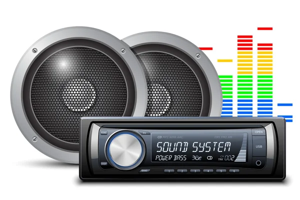 Car audio with speakers — Stock Vector