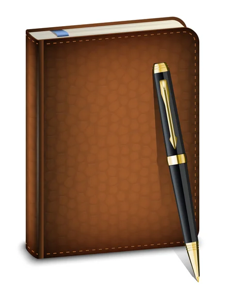 Diary with classic pen — Stock Vector