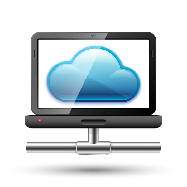Laptopa z sieci i chmura — Wektor stockowy