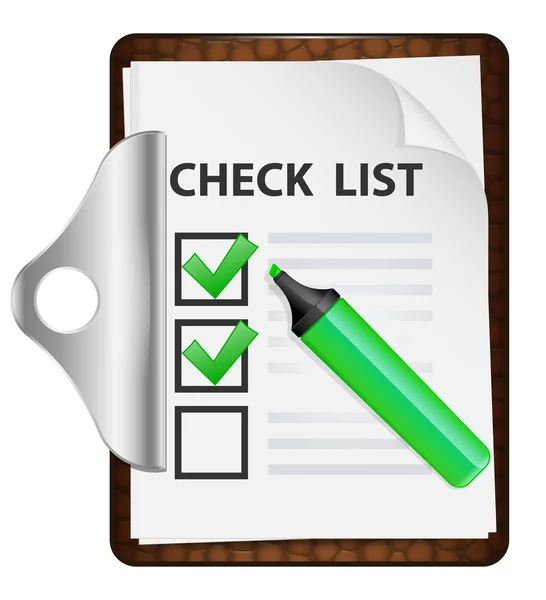 Klembord met checklist. — Stockvector