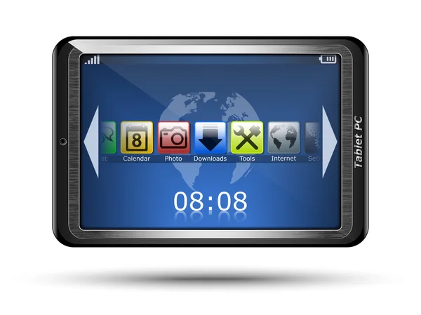 Tablet pc met pictogrammen — Stockvector