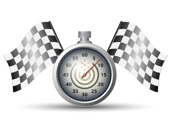 Stopwatch met vlaggen racing — Stockvector