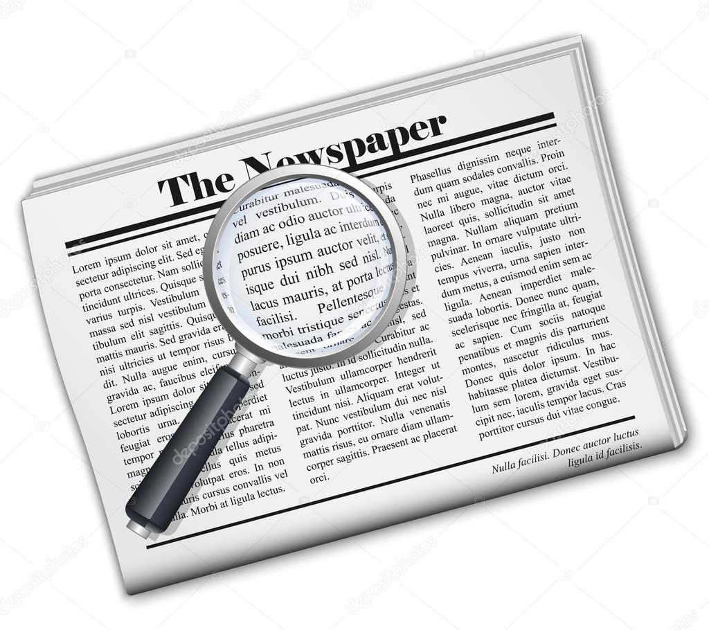 Newspaper with magnifying glass