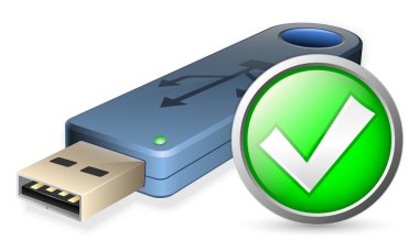 USB flash sürücü ok işareti ile