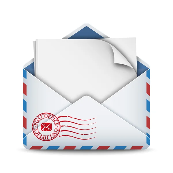 Envelope icon with paper — Stock Vector