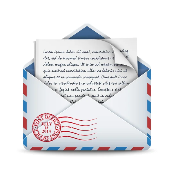 Ícone de envelope com letra — Vetor de Stock