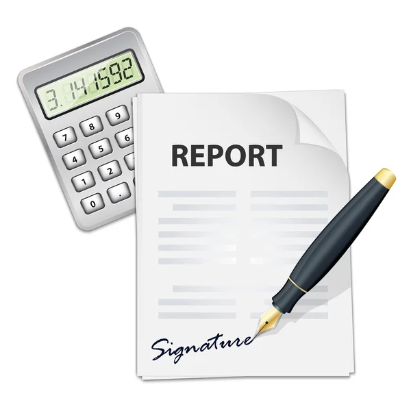 Υπογραφή έκθεση και αριθμομηχανή — Διανυσματικό Αρχείο