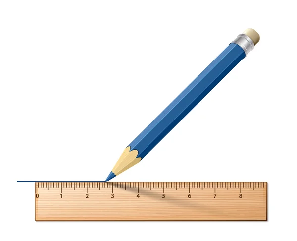Penna och linjal. — Stock vektor