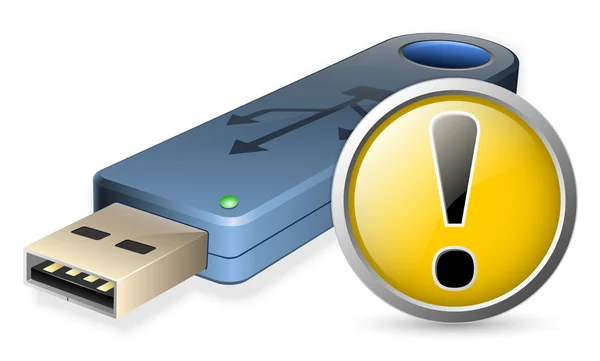 Unidad flash USB con señal de ADVERTENCIA — Archivo Imágenes Vectoriales