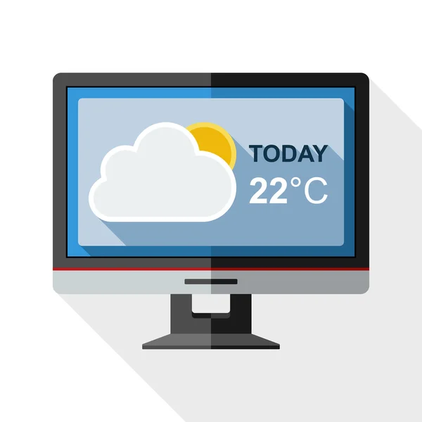 Icono de monitor con widget del tiempo — Archivo Imágenes Vectoriales