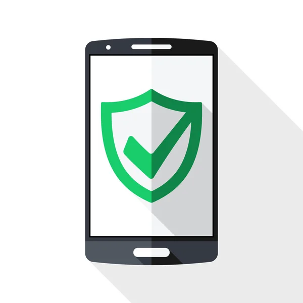 Smartphone y escudo de seguridad icono — Archivo Imágenes Vectoriales