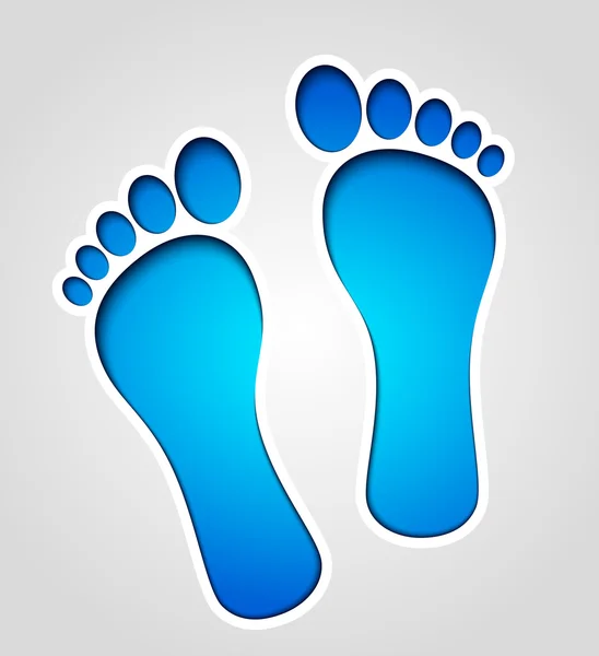 Blue footprints symbol — Stock Vector