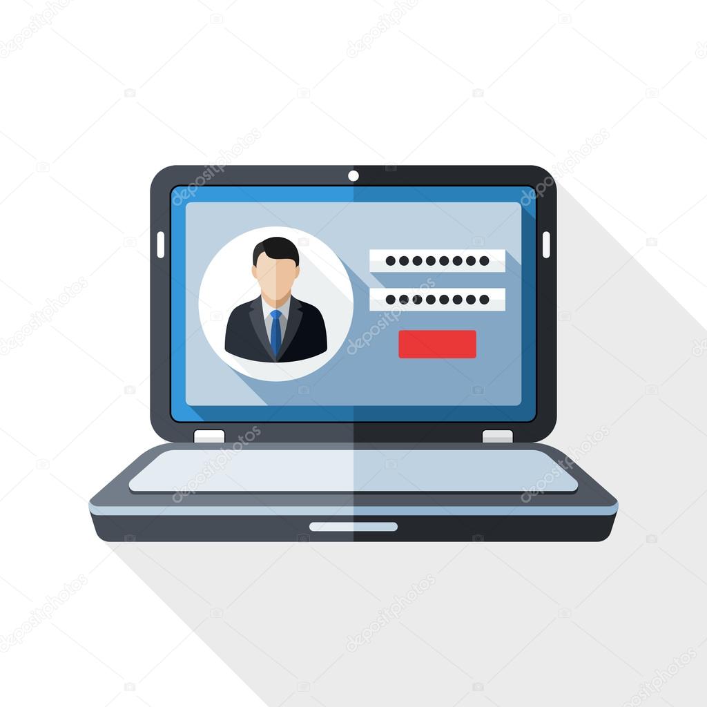 Laptop icon with user login