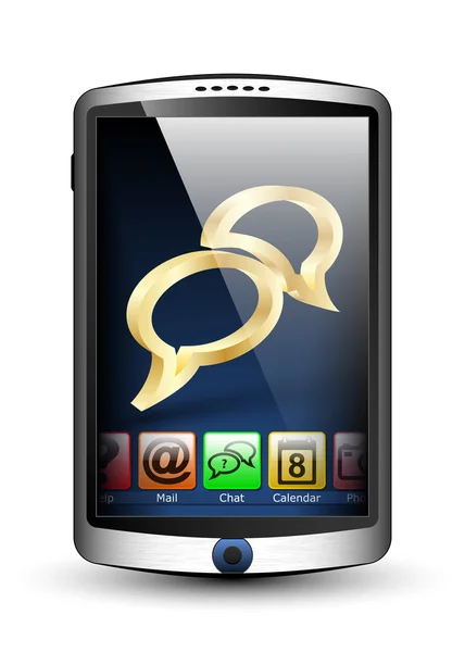 Smartphone com menu e ícone de chat — Vetor de Stock