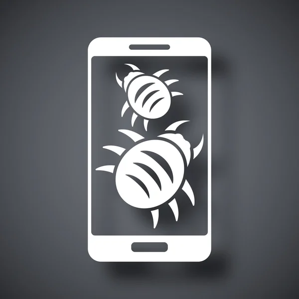 Smartphone septisch tegen malware — Stockvector