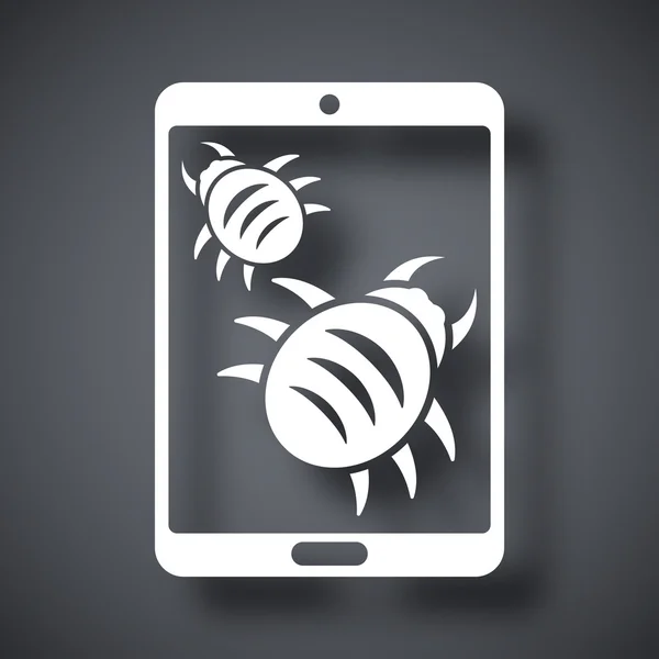 Tablette infectée par l'icône de malware — Image vectorielle