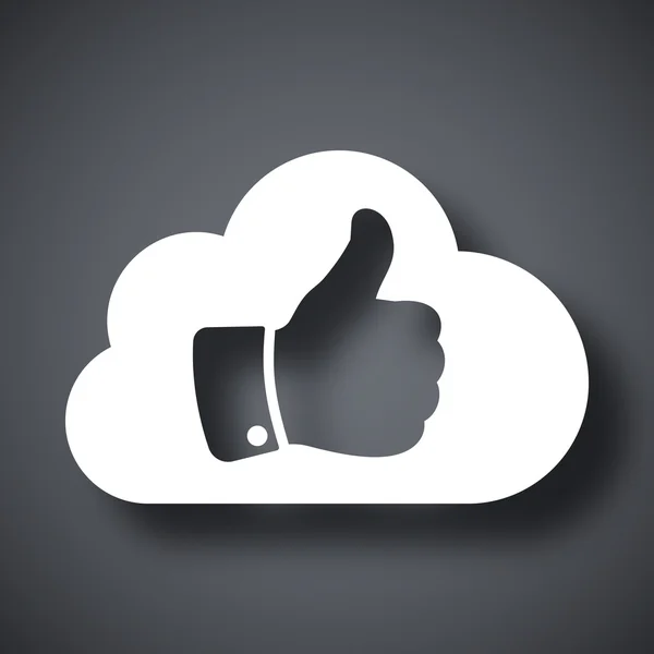 Nube con el pulgar hacia arriba icono — Vector de stock