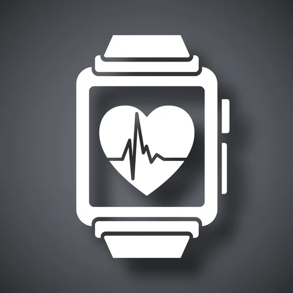 Smart watch with health app icon — Stock Vector
