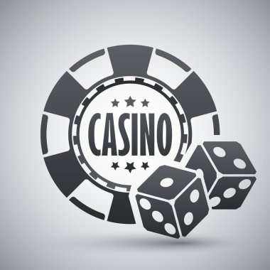 Casino fişleri ile iki dices simgesi