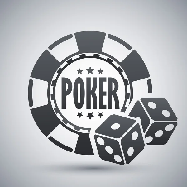 Chip de poker con dos dados — Vector de stock