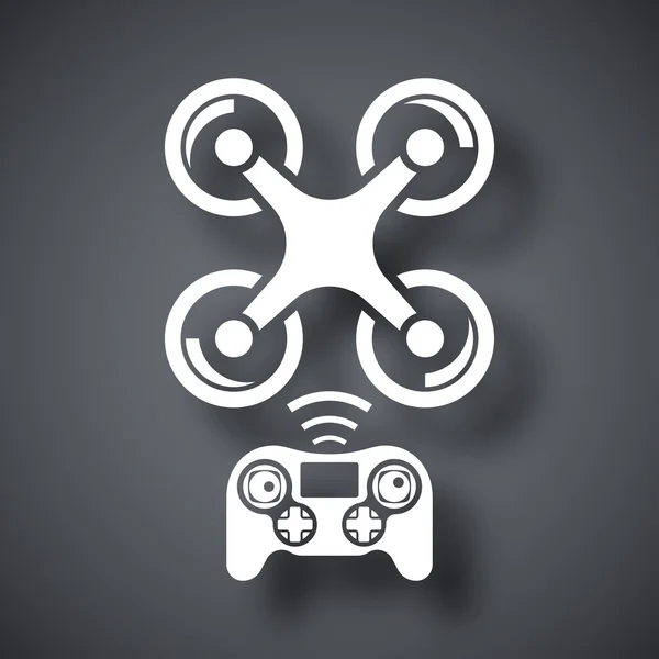 Drone con icono de control remoto — Vector de stock