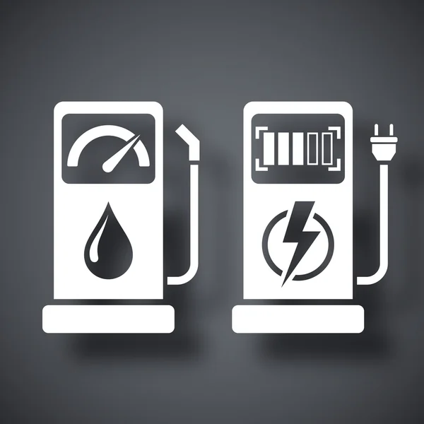 Icono de estaciones de gas y eléctricas — Vector de stock