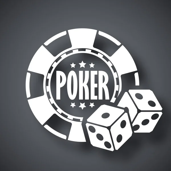 Fichas de poker con dos dados — Vector de stock