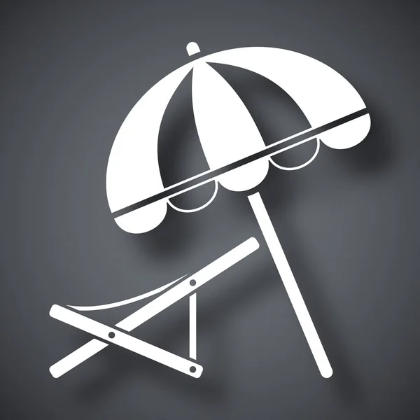 Beach umbrella and deck chair icon — Stock Vector