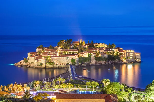 Νύχτα Sveti Stefan — Φωτογραφία Αρχείου