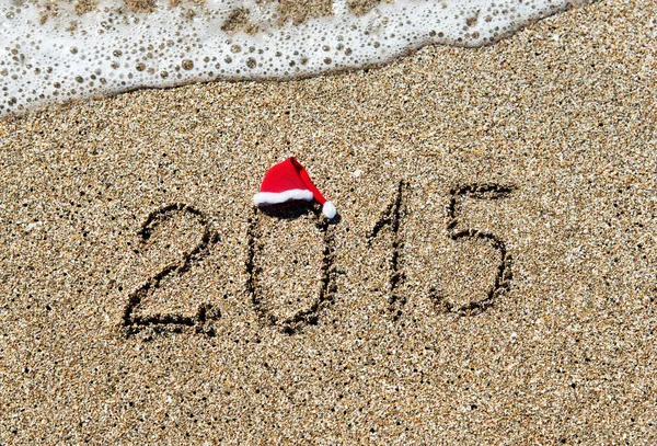 Happy new year 2015 with christmas hat — Stock Photo, Image