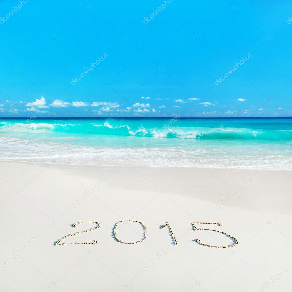 New Year 2015 on ocean beach