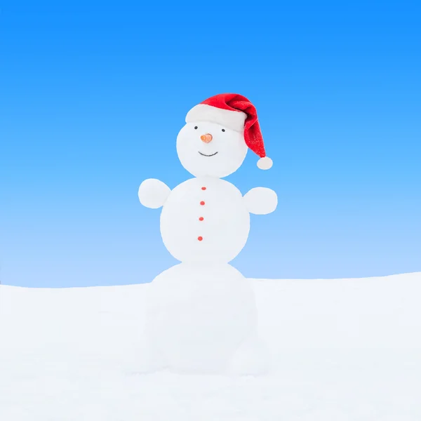 Bonhomme de neige dans le chapeau Santa — Photo