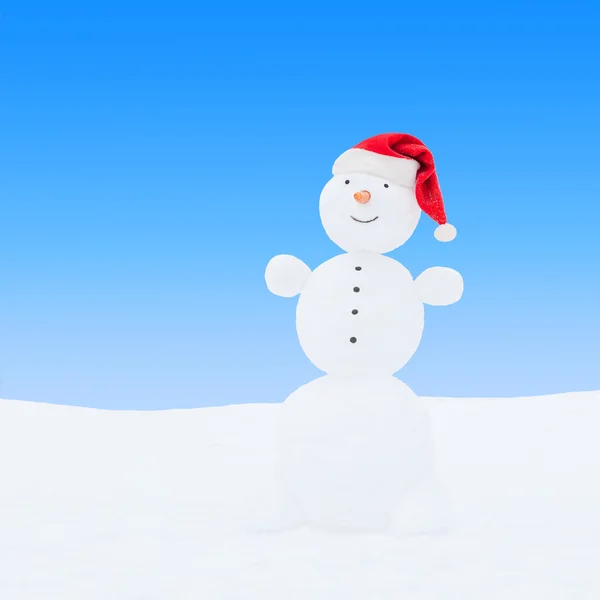 Snowman in santa hat — Stock Photo, Image