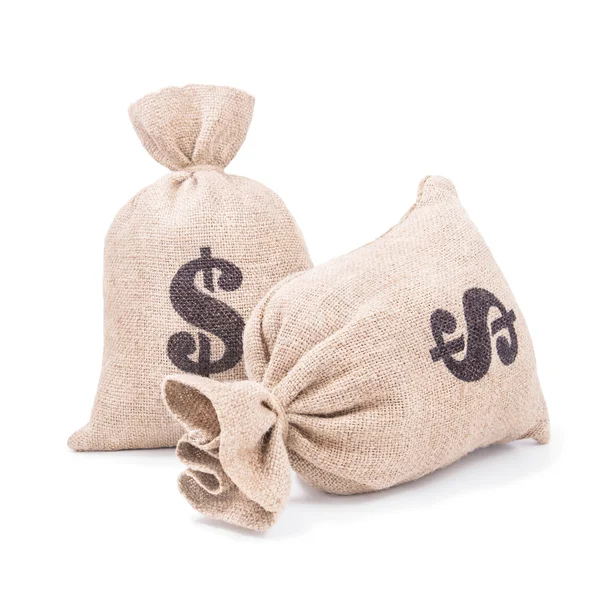 Dois sacos de dinheiro de saque — Fotografia de Stock