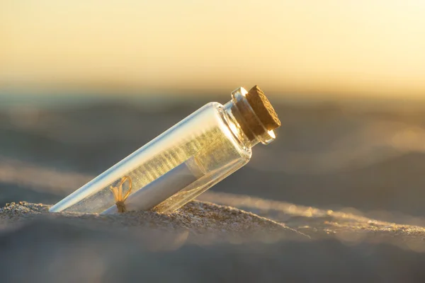 Message in bottle at beach — Stock Photo, Image